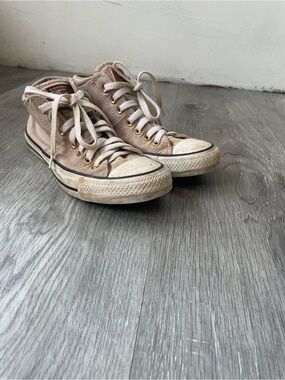 Converse High Top Sneakers in Light Beige/Tan with White Soles